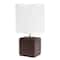 Simple Designs Stone Table Lamp with White Shade